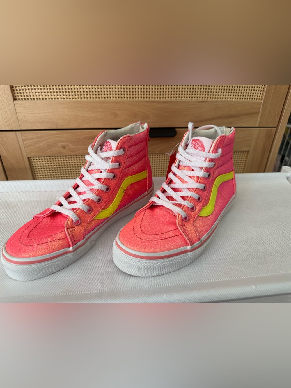Vans - size 3 - NWT sk8 hi zip neon glitter sneakers